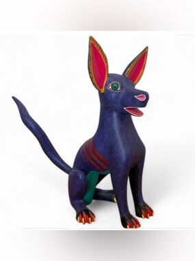 Oaxacan Alebrije Hand Carved Painted Fox Dog Cat Wooden Folk Art Sculpture Decor